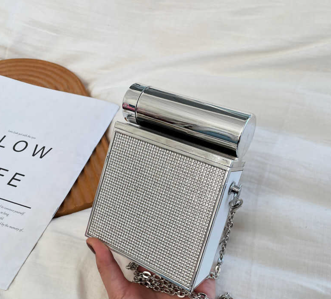 Acrylic Hand Bag With Mirror Inside in White