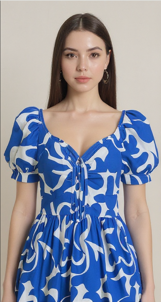 Blue Printed Dress