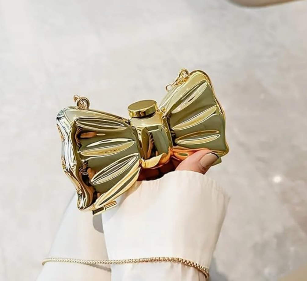 Bow Shaped Metal Mini bag in Gold