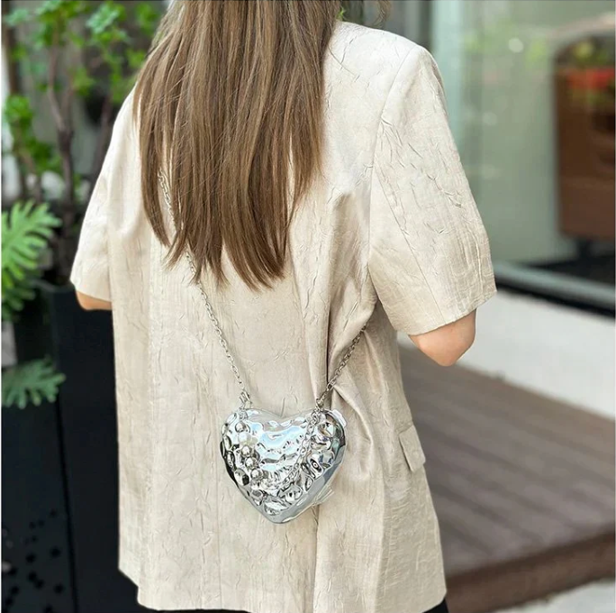 Heart Shaped Metal Hand Bag