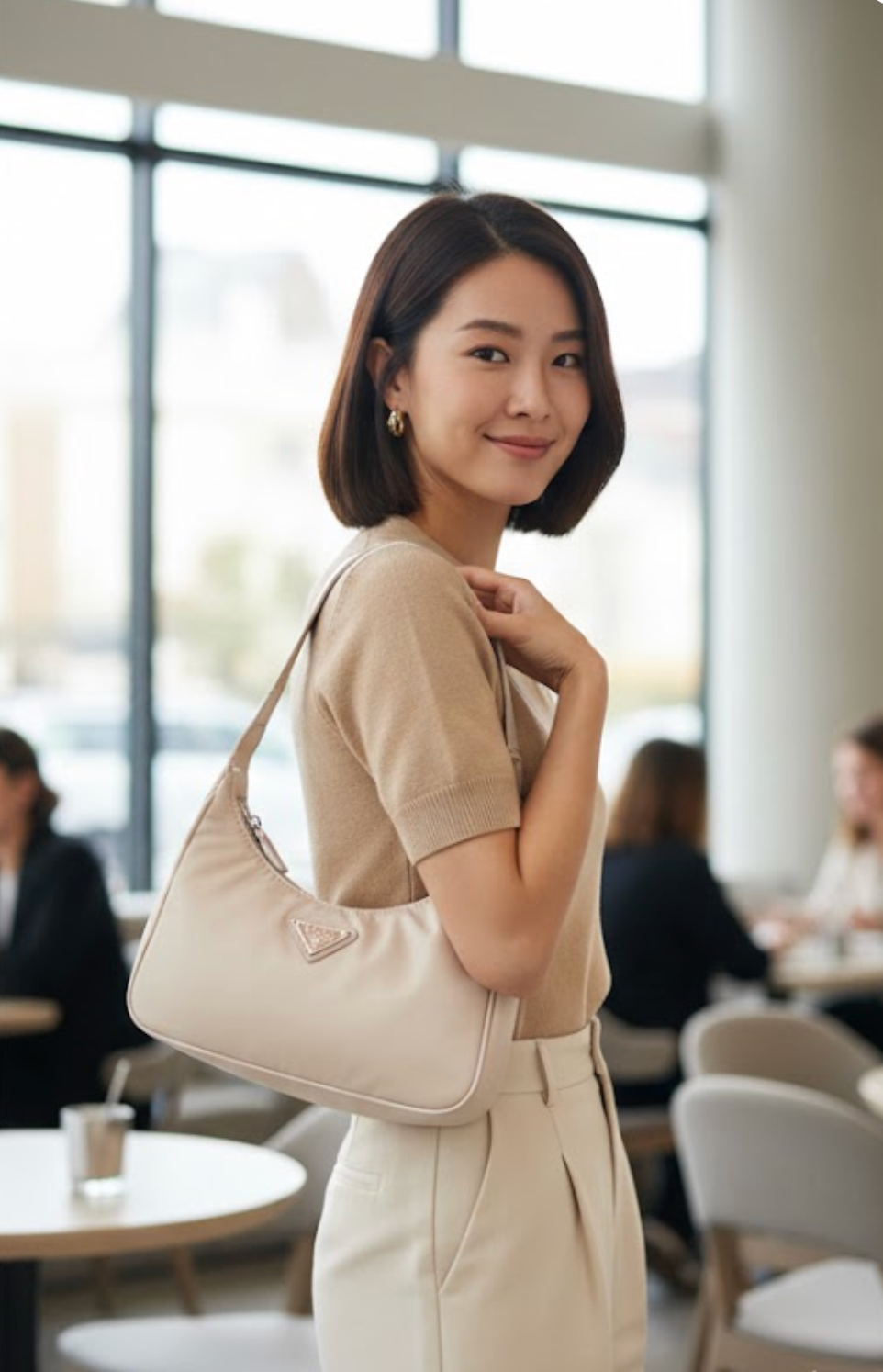 Nylon Soft hand Bag in White